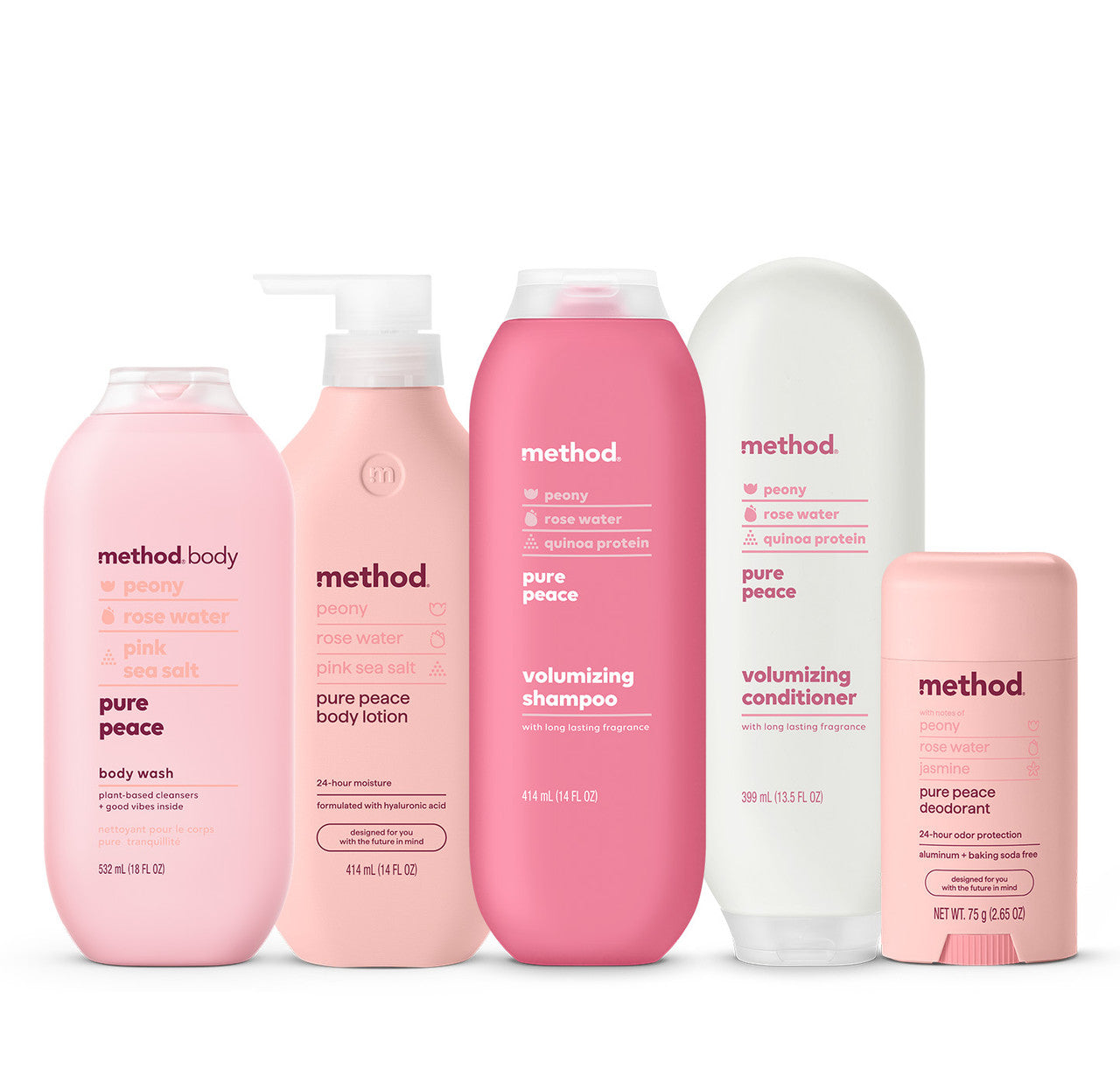 method-pure-peace-body-hair-bundle-62-15-oz-shampoo-conditioner-body-wash-deodor image 1