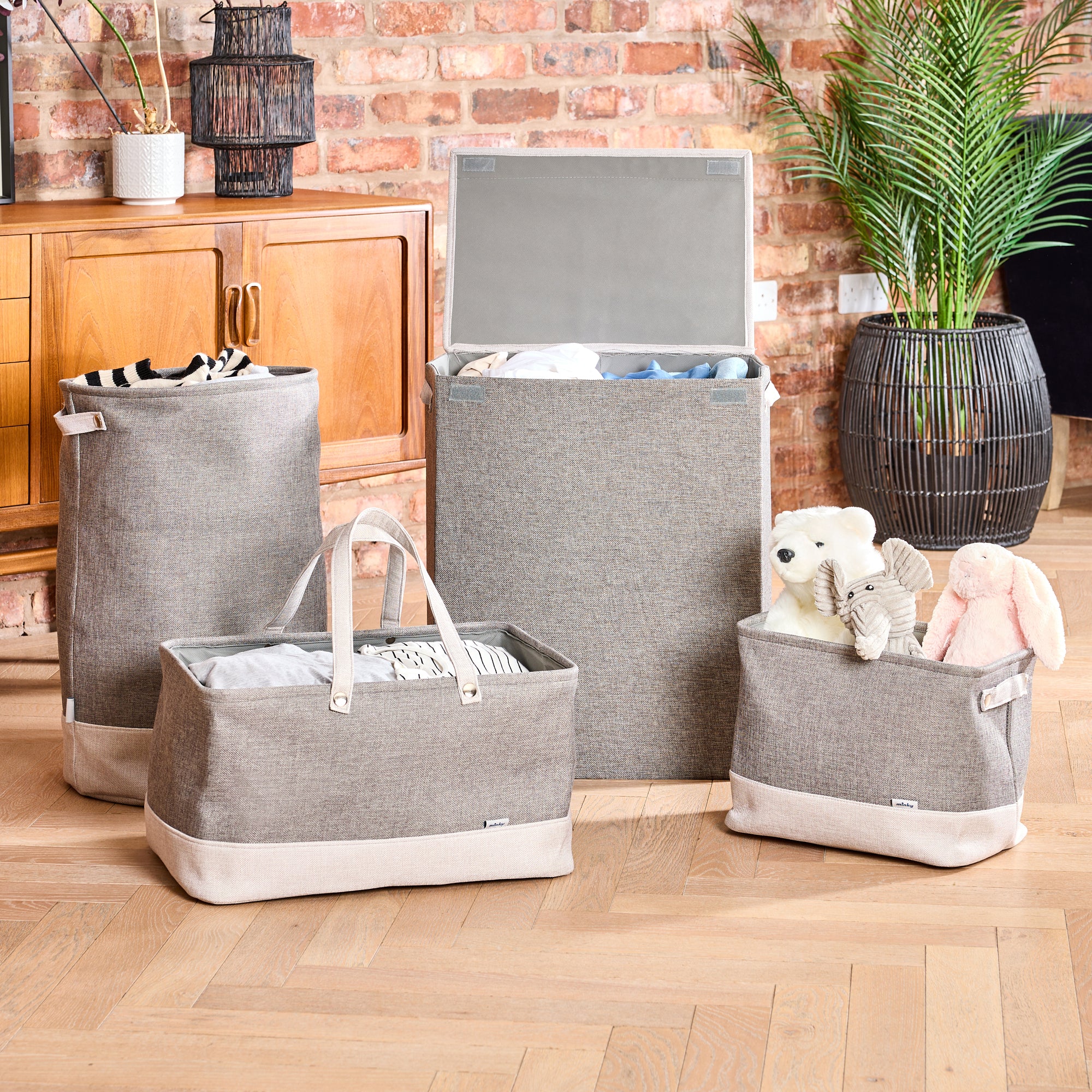 minky-86l-fabric-laundry-hamper-collapsible-storage-basket-with-drawstring image 7