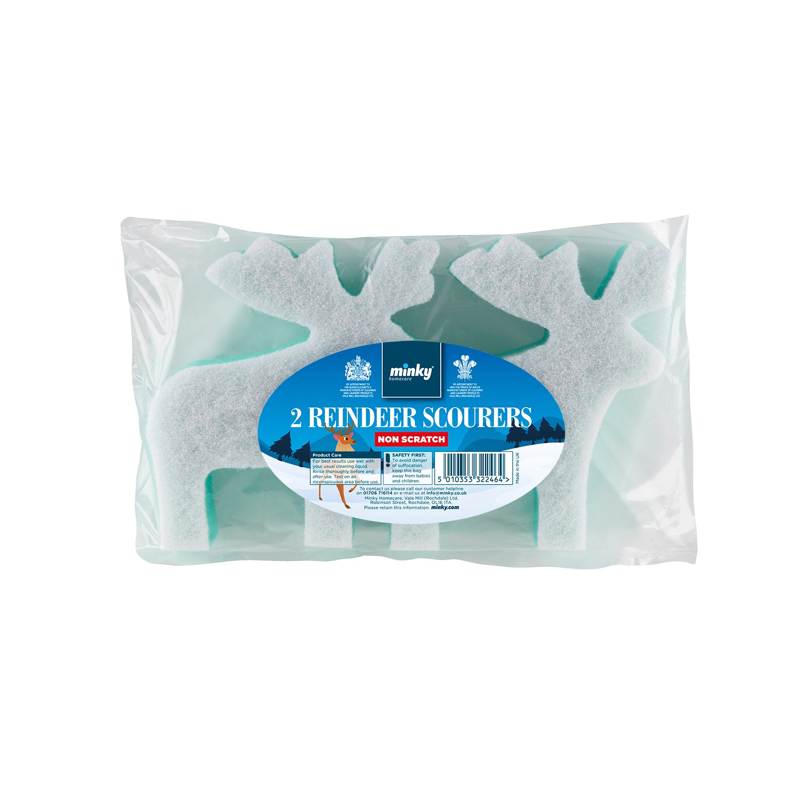 minky-non-scratch-reindeer-christmas-scourers-2-pack-festive-safe-cleaning-for-n image 3