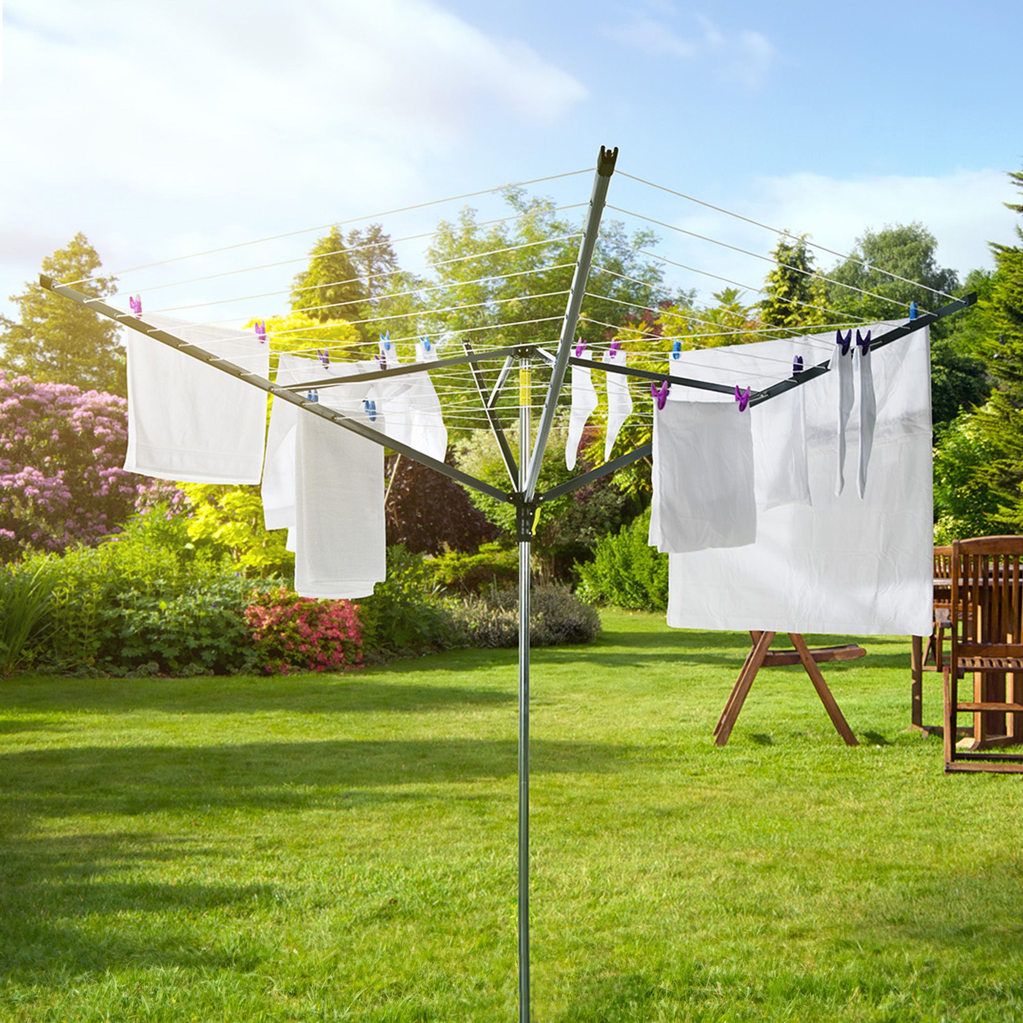 minky-rotalift-60m-4-arm-rotary-airer-galvanised-powder-coated-ground-socket-inc image 2