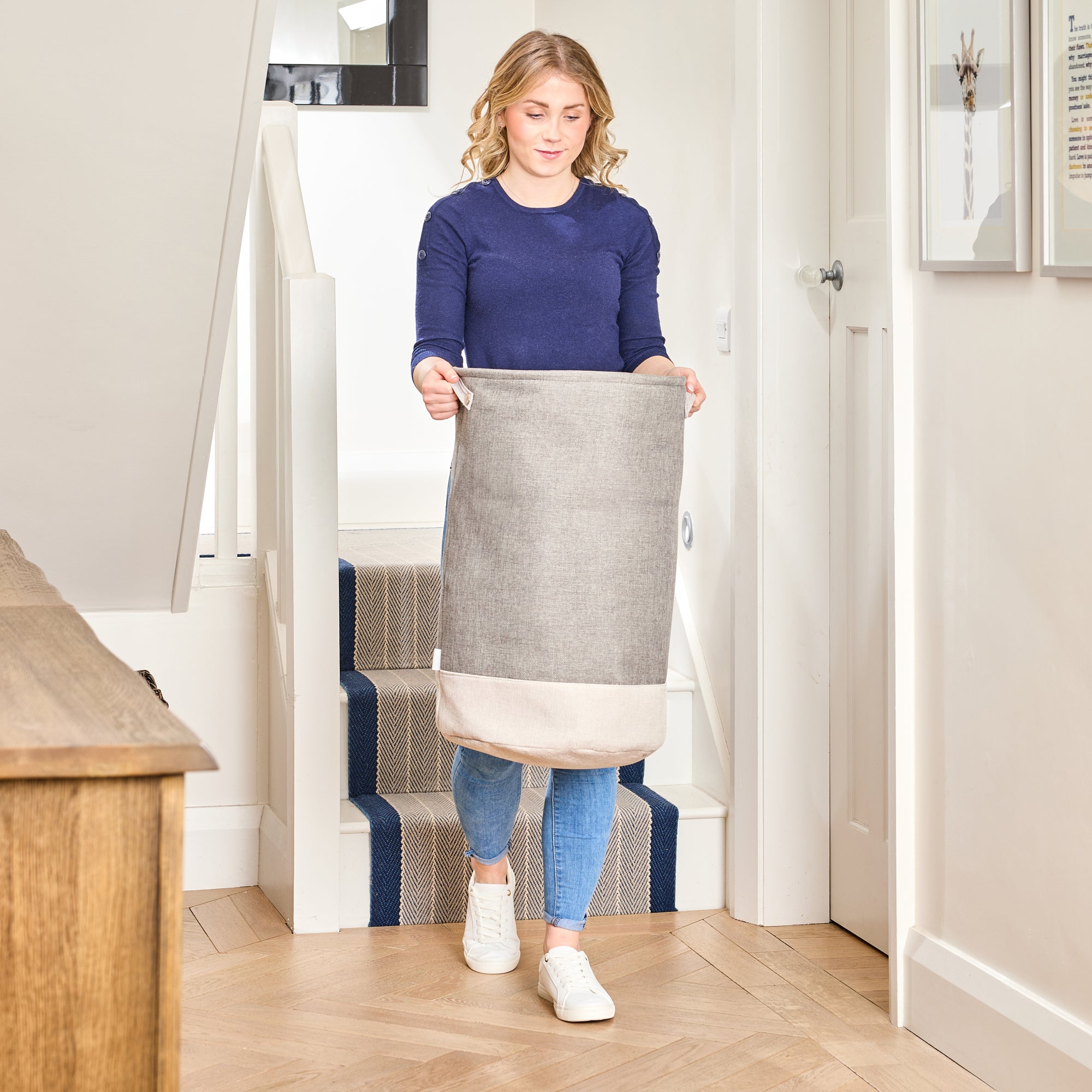 minky-86l-fabric-laundry-hamper-collapsible-storage-basket-with-drawstring image 6