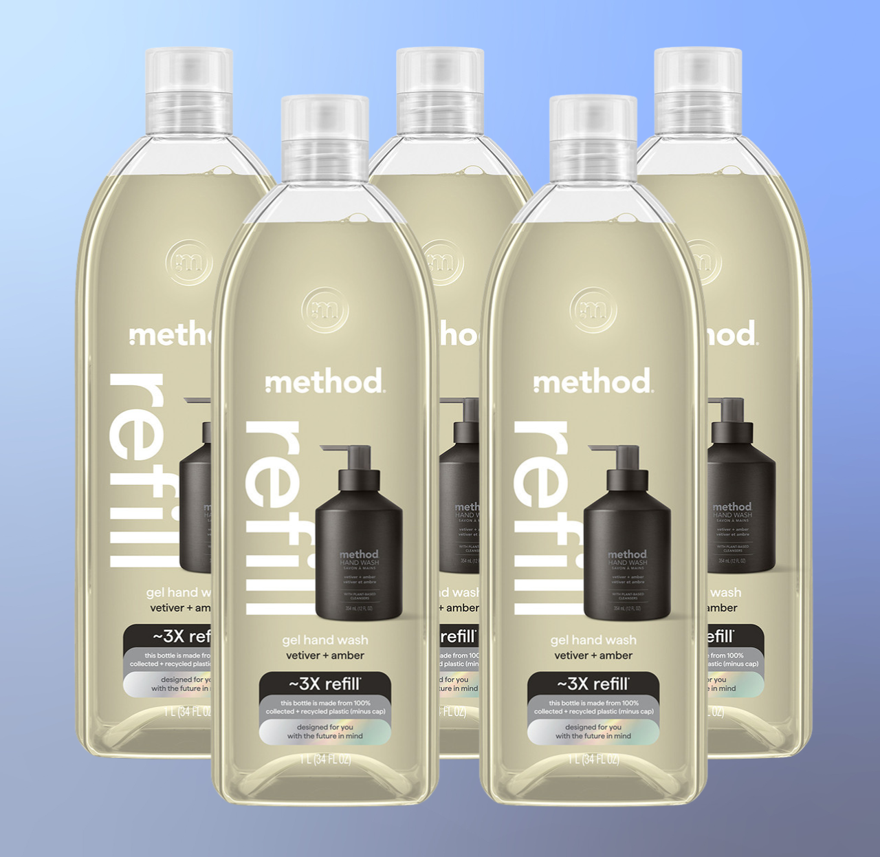 method-vetiver-amber-gel-hand-wash-refill-5-count-bundle-170-fl-oz image 2