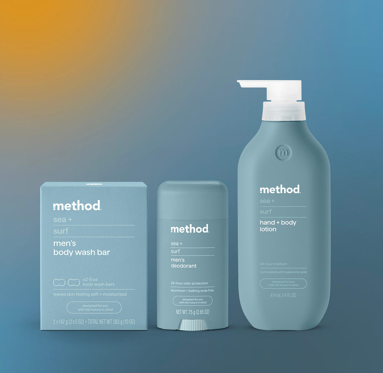 method-men-body-bundle-sea-surf-bar-soap-body-lotion-deodorant-set-26-65-oz image 2