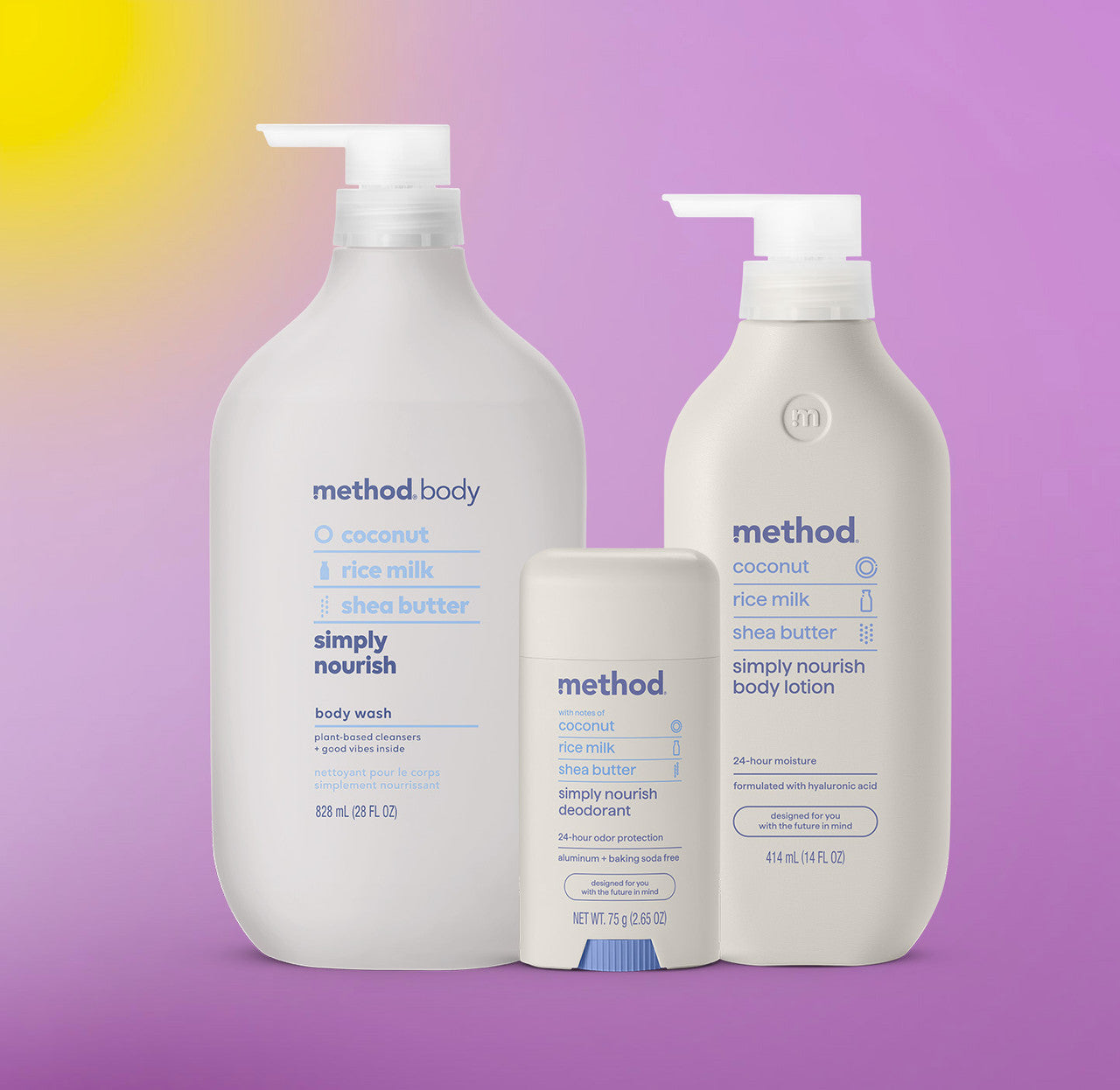 method-body-bundle-simply-nourish-body-wash-28-oz-lotion-14-oz-deodorant-2-65-oz image 2