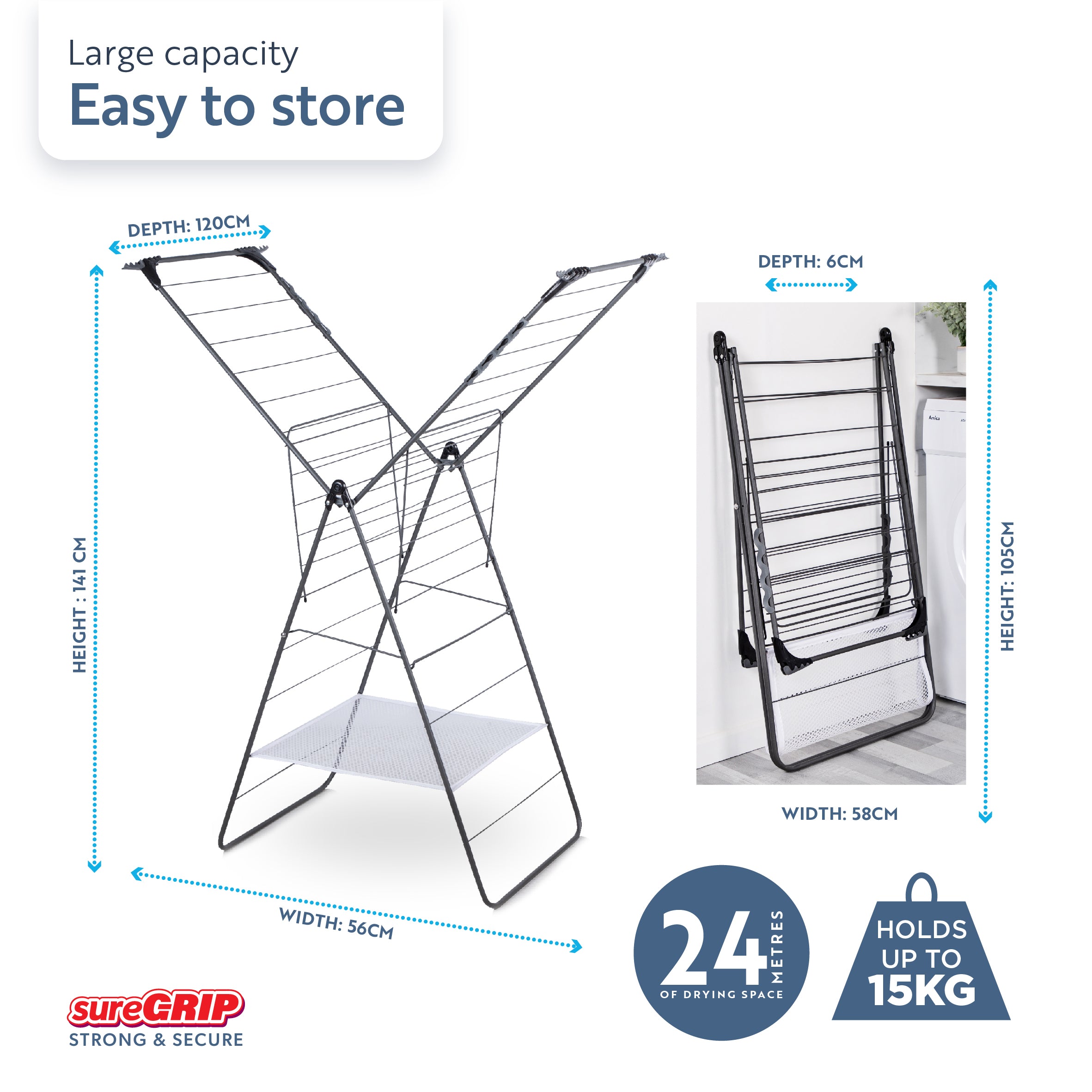 minky-premium-suregrip-x-tra-wing-airer-24m-drying-capacity-non-slip-rungs image 3