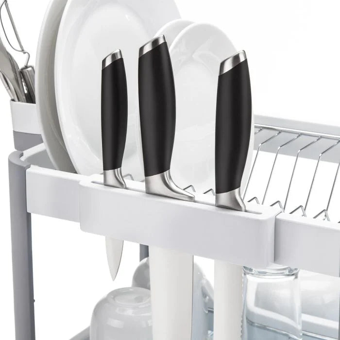 minky-two-tier-extending-dish-rack-stainless-steel-wine-glass-hanger-knife-block image 3