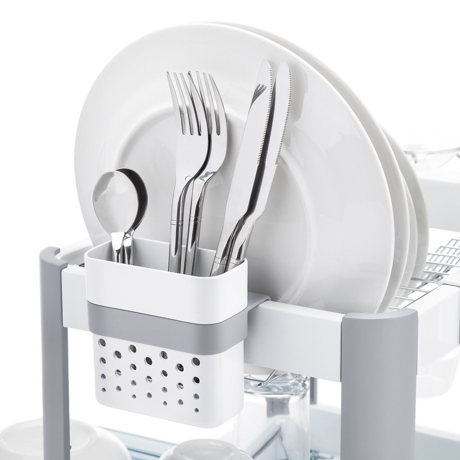 minky-two-tier-extending-dish-rack-stainless-steel-wine-glass-hanger-knife-block image 4