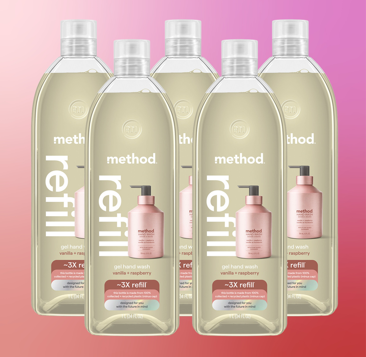 method-gel-hand-wash-refill-vanilla-raspberry-5-count-bundle-170-fl-oz-5-x-34-oz image 2