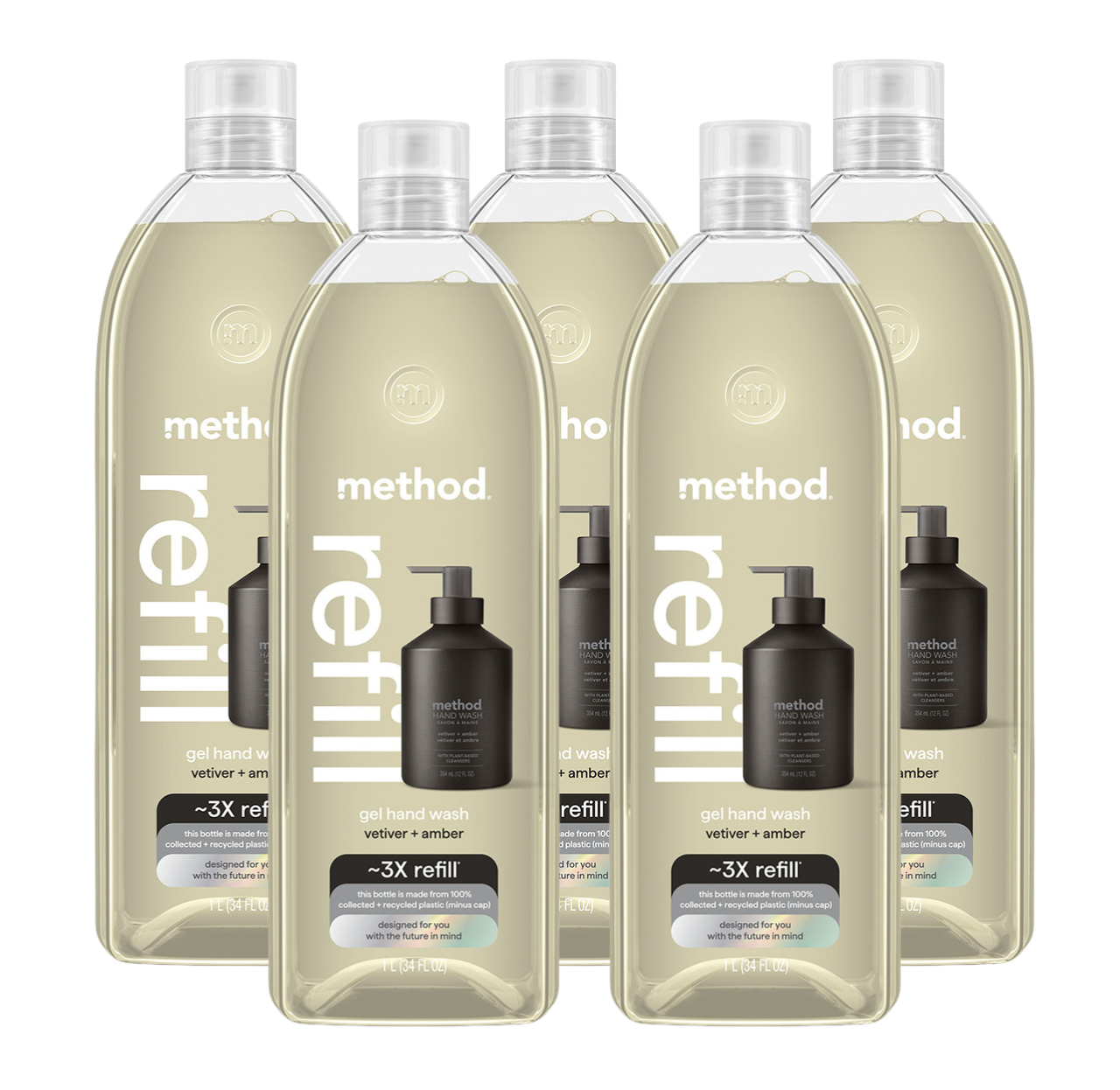 method-vetiver-amber-gel-hand-wash-refill-5-count-bundle-170-fl-oz image 1